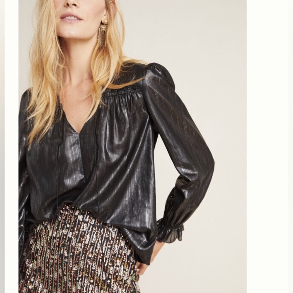 Current Air Shimmering Black Blouse, long sleeves, xl